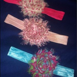 3 handmade printed fabric elastic headbands
